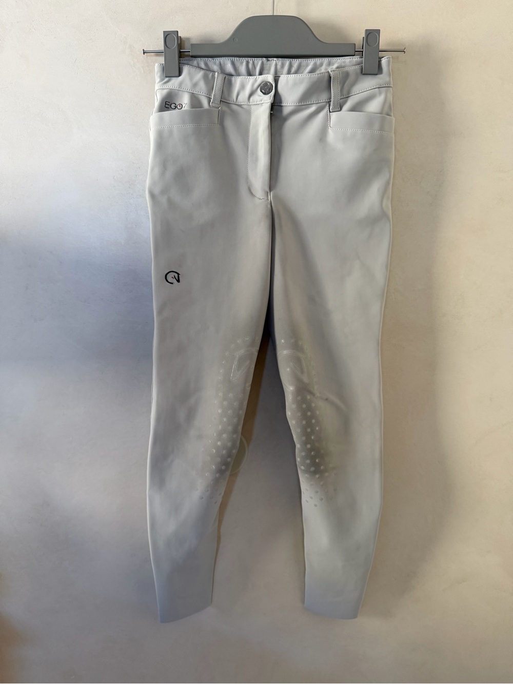 EGO7 Women’s White Full Grip Riding Breeches IT 38 | Silicone Knee Grip | Made i